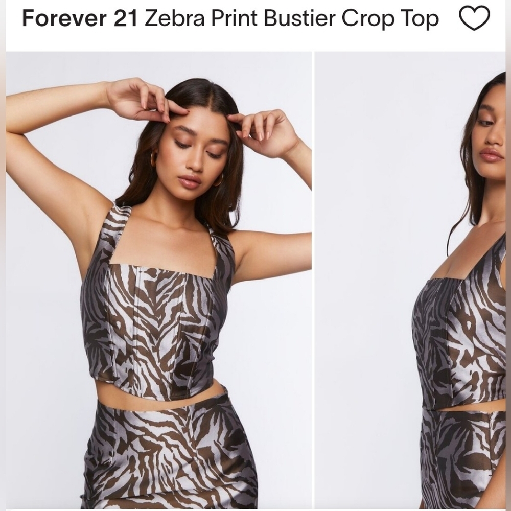 Forever 21 Zebra Print Bustier Crop Top